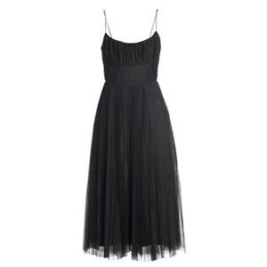 Morning Mist Swiss Dot Black Tulle Layered Dress